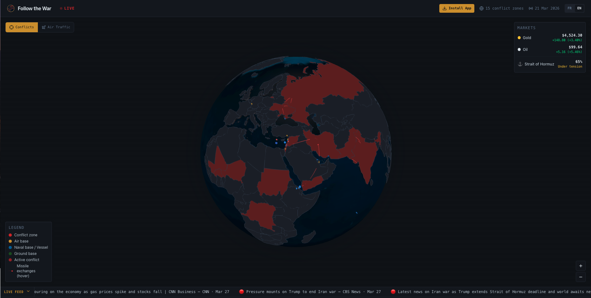 Follow The War - Site de suivi des conflits géopolitiques mondiaux en temps réel