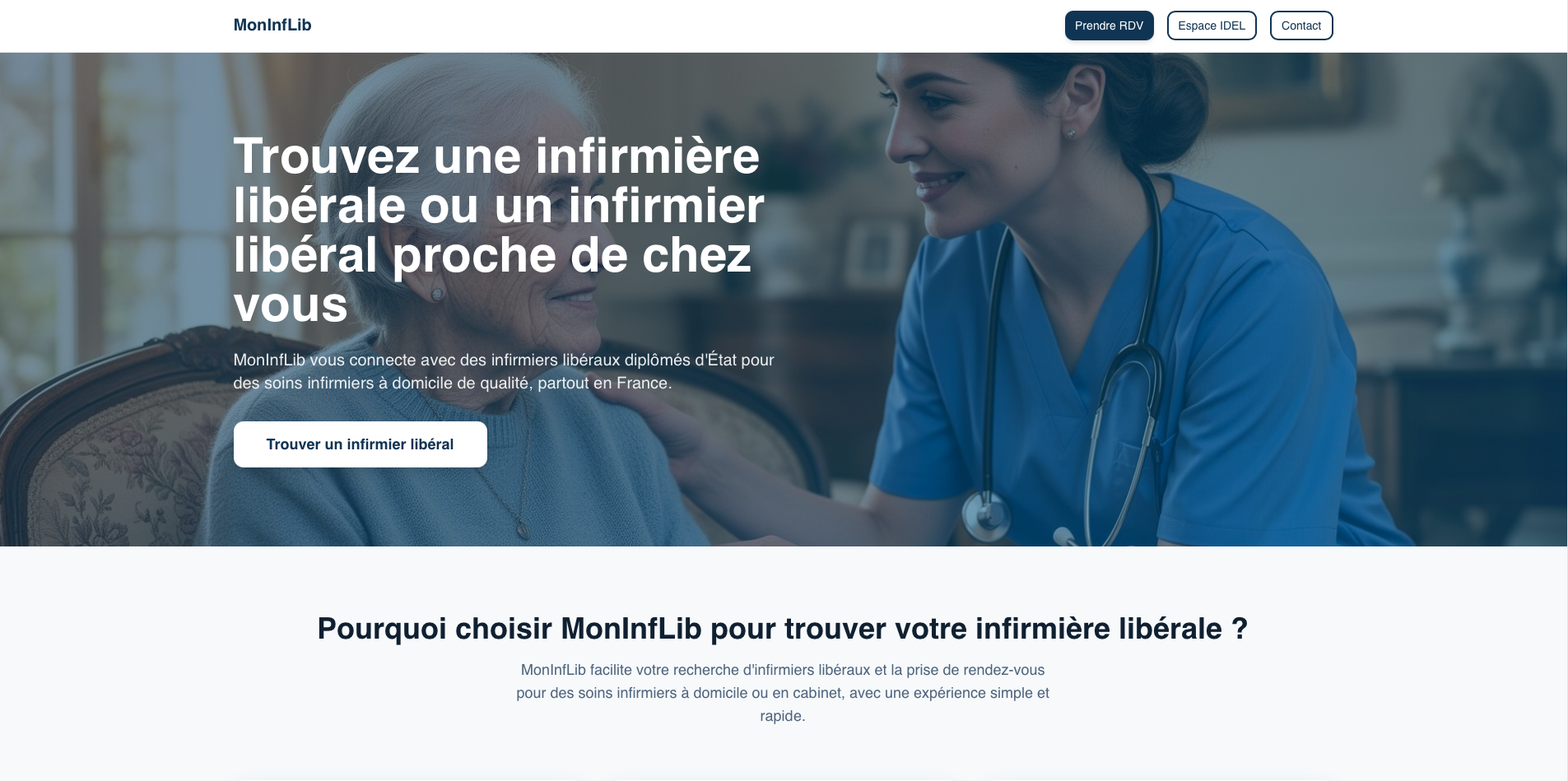 MonInfLib - Site de mise en relation entre IDEL et patients
